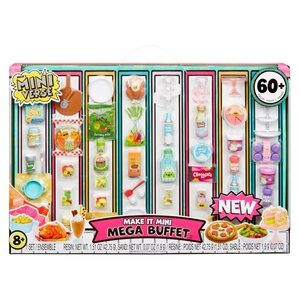 NEW MGA’s Miniverse Make It Mini Mega Buffet Playset – 60 Pieces Mini Food